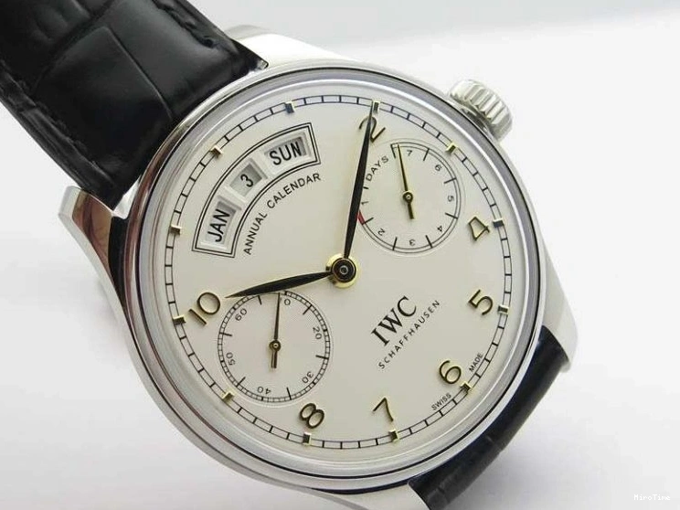 MIROTIME 0118 Portuguese Real PR Real Annual Calendar IW5035 YLF 1:1 Best Edition White Dial On Leather Strap A Refined 7243